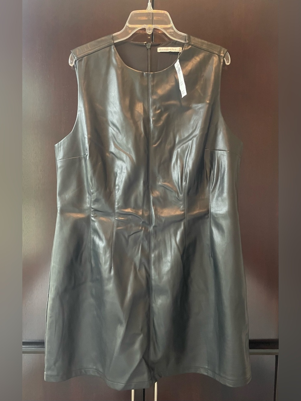 Abercrombie & Fitch Black Sleeveless Vegan Leather Mini Dress